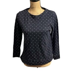 Croft & Barrow navy & white extra soft petite polka dot long sleeve tee.